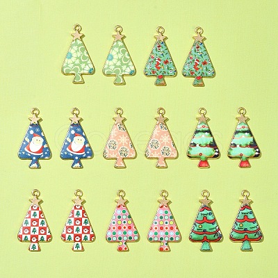 16Pcs 8 Colors Christmas Theme Rack Plating Alloy Pendants FIND-FS0002-98-1