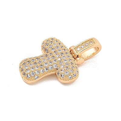 Brass Micro Pave Clear Cubic Zirconia Pendants KK-B099-01G-T-1