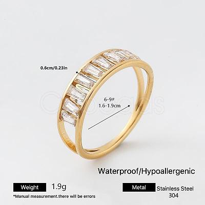304 Stainless Steel Rhinestone Finger Rings for Women TY3561-18-1