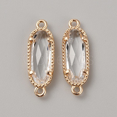 Golden Plated Brass Pave Glass Connector Charms LS-FIND-WH0110-728G-11-1