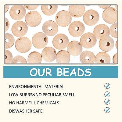 Round Unfinished Wood Beads WOOD-PH0008-12-1