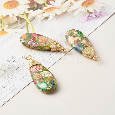 Natural Regalite/Imperial Jasper/Sea Sediment Jasper Pendants PALLOY-JF00874-1