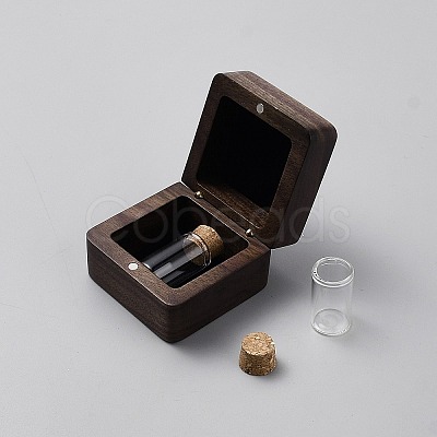 Square Wood Magnetic First Curl Keepsake Boxes CON-WH0107-85-1