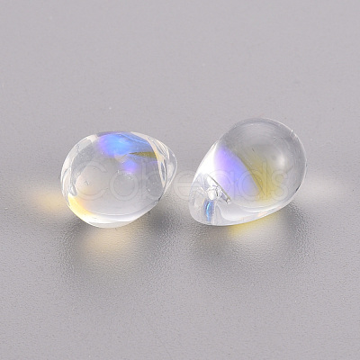 Transparent Spray Painted Glass Charms GLAA-T016-37-1