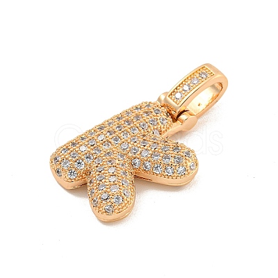 Brass Micro Pave Clear Cubic Zirconia Pendants KK-B099-01G-K-1