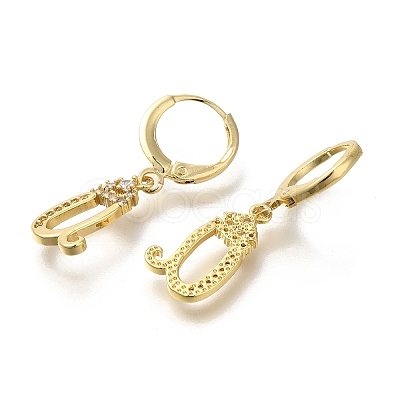 Brass Clear Cubic Zirconia Hoop Earrings EJEW-M045-01U-1