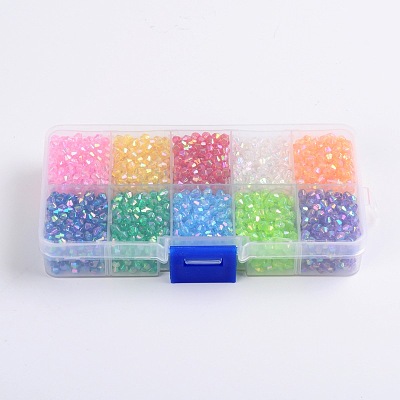 Ten Color Boxed Eco-Friendly AB Color Plated Transparent Acrylic Beads MACR-X0019-4mm-01-1