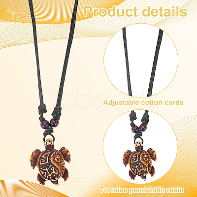 ANATTASOUL 15Pcs 15 Styles Tortoise Resin Pendant Necklaces Set with Adjustable Cotton Cords NJEW-AN0001-51B-1