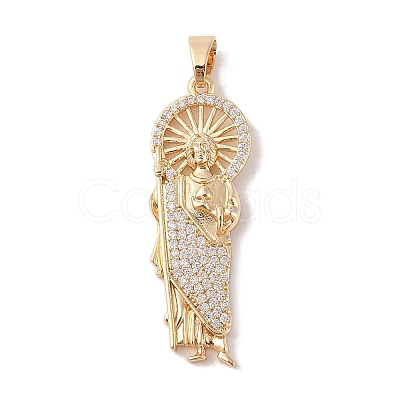 Brass Clear Cubic Zirconia Pendants KK-Z050-02G-1