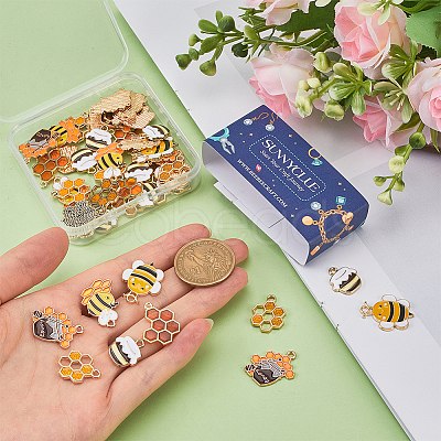 48Pcs 6 Styles Alloy Enamel Pendants ENAM-SC0005-50-1