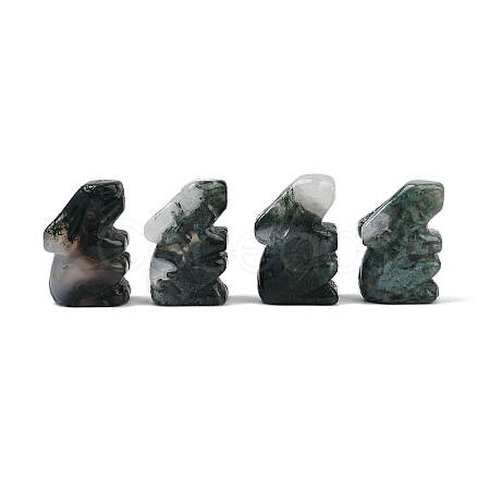 Natural Moss Agate Rabbit Display Decorations G-R007-02H-1