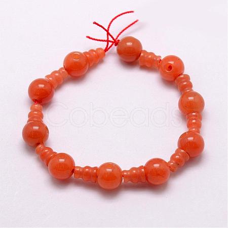 Natural Red Aventurine 3-Hole Guru Bead Strands G-K149-21-1