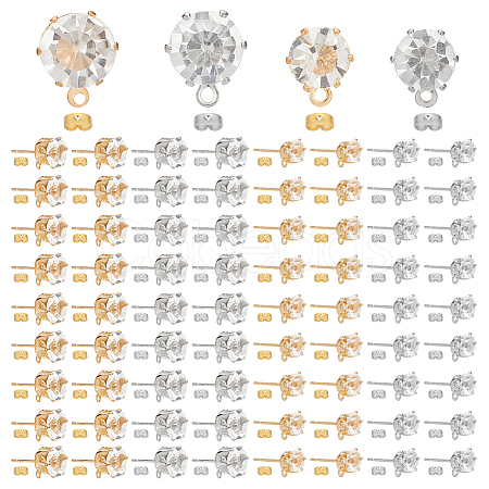 120Pcs 4 Style Iron Stud Earring Findings DIY-OC0010-07-1