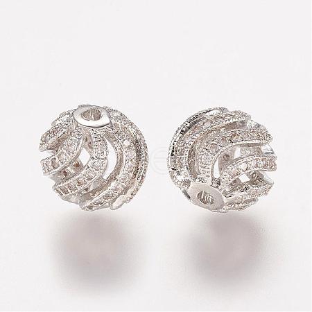 Brass Micro Pave Cubic Zirconia Beads ZIRC-K063-04P-1