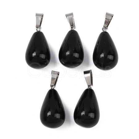 Natural Obsidian Pendants G-S364-072P-03-1