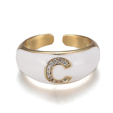 Brass Micro Pave Clear Cubic Zirconia Cuff Rings RJEW-H538-03G-C-1