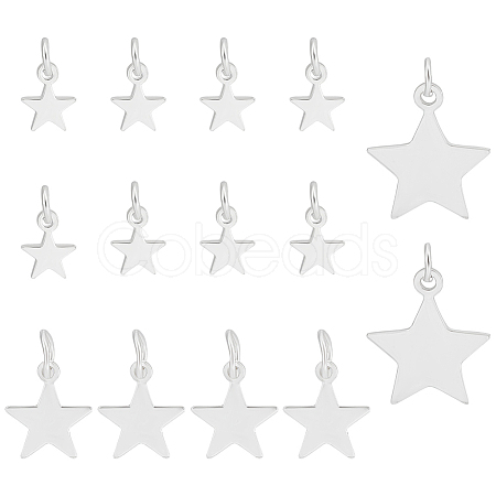 14Pcs 3 Styles 925 Sterling Silver Star Charms STER-BC0003-10-1