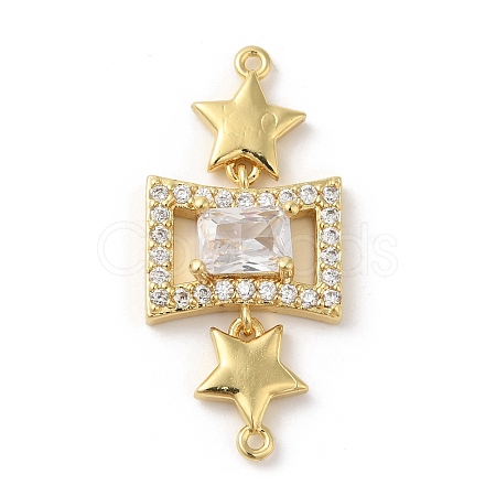 Rack Plating Brass Pave Clear Cubic Zirconia Connector Charms KK-A190-09G-1