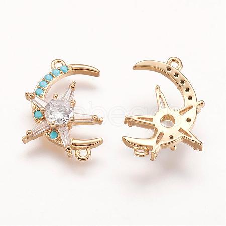 Brass Micro Pave Grade AAA Cubic Zirconia Links ZIRC-P058-07G-NR-1