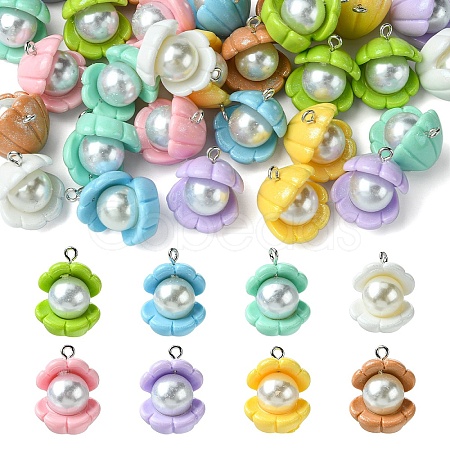 32Pcs 8 Colors Opaque Resin Pendants RESI-YW0003-48-1