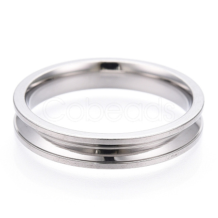 201 Stainless Steel Grooved Finger Ring Settings STAS-WH0039-11E-P-1