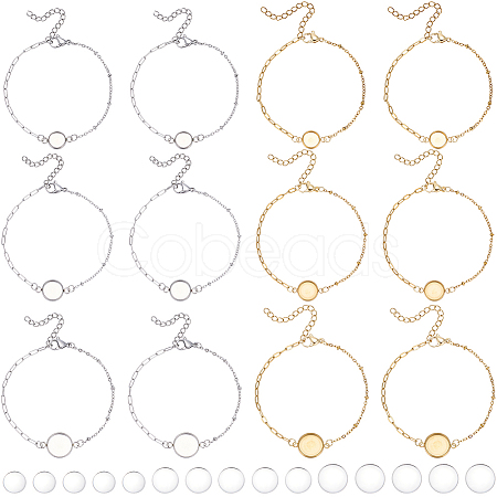 12Pcs 6 Styles 304 Stainless Steel Paperclip Chain Satellite Chain Bracelet Making BJEW-SP0001-28-1