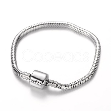 Tarnish Resistant 304 Stainless Steel European Style Round Snake Chains Bracelet Making STAS-I047-01B-1