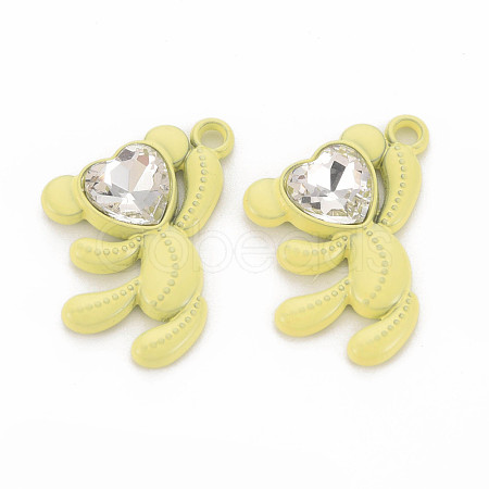 Spray Painted Alloy Rhinestone Pendants PALLOY-Q433-033I-RS-1