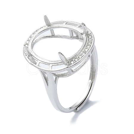 Adjustable 925 Sterling Silver 4 Prongs Ring Settings STER-K179-28P-1