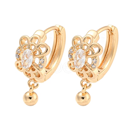 Brass Micro Pave Clear Cubic Zirconia Hoop Earrings EJEW-A107-08A-KCG-1