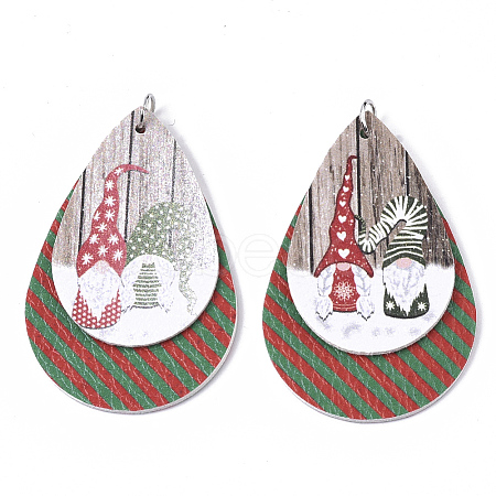 Christmas Theme PU Leather Big Pendants X-FIND-R080-06-1