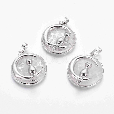 Natural Quartz Crystal Kitten Pendants G-J386-B07-1