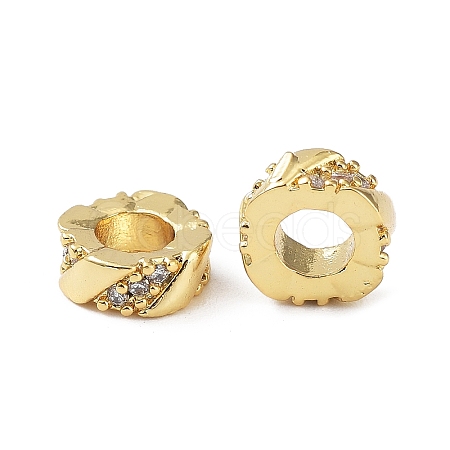 Brass Micro Pave Cubic Zirconia Beads KK-A189-11G-1