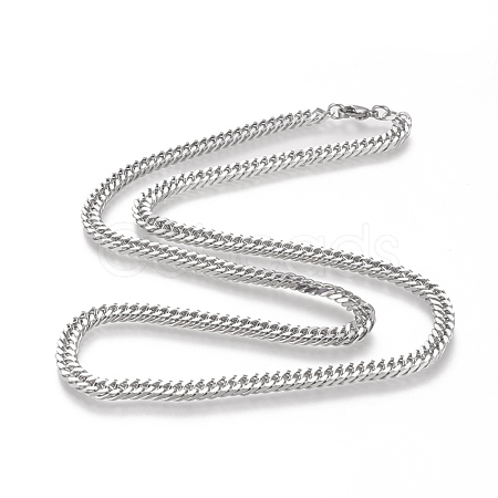 Non-Tarnish 201 Stainless Steel Cuban Link Chain Necklaces NJEW-I238-10P-1