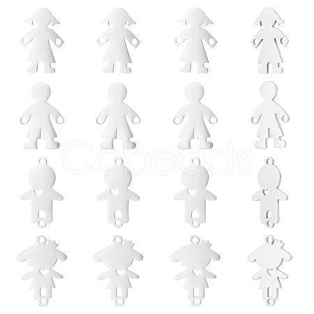 16Pcs 4 Style 201 Stainless Steel Connector Charms STAS-UN0035-52-1