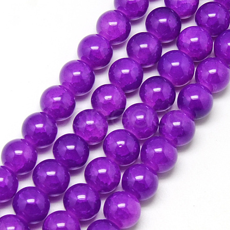Baking Paint Crackle Glass Bead Strands X-DGLA-Q023-8mm-YS12-1