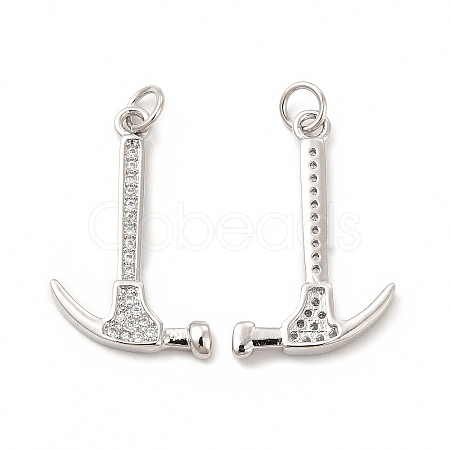 Rack Plating Brass Micro Pave Cubic Zirconia Tool Pendants KK-I699-15P-1