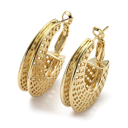 Rack Plating Brass Hollow Teardrop Hoop Earrings EJEW-D063-03G-1