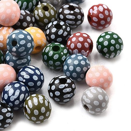 Printed Schima Wood Beads WOOD-L022-04A-01-1