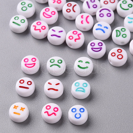 White Opaque Acrylic Beads X-MACR-N008-42-A-1