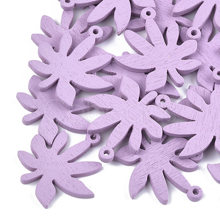 Painted Poplar Wood Pendants WOOD-S045-066H-1
