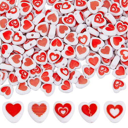 250Pcs 5 Styles Opaque Acrylic Enamel Beads OACR-FH0001-051-1