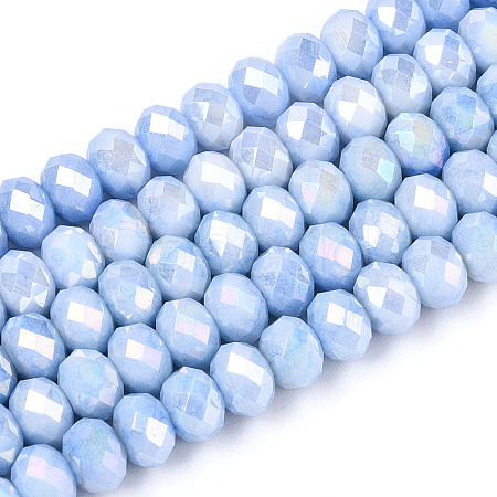 Anti-Tarnish Electroplate Rondelle Glass Beads Strands EGLA-T021-6mm-17-09-1