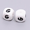 Silicone Beads, Cube with Letter.G, White, 12x12x12mm, Hole: 2mm