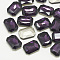 Pointed Back Glass Rhinestone Cabochons, Faceted, Rectangle Octagon, Tanzanite, 14x10x4mm