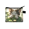 Polyester Wallets, Rectangle with Cat Pattern Makeup Bags, Medium Sea Green, 11x13.5cm