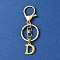 304 Stainless Steel Initial Letter Charm Keychains, with Alloy Clasp, Golden, Letter D, 8.5cm