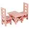 Wood Table & Chair Model, Mini Furniture, Miniature Dollhouse Decorations, Pink, 45~90x43~58x48~90mm, 3pcs/set