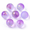 Transparent Spray Painted Frosted Glass Beads, with Golden Foil, No Hole/Undrilled, Round, Medium Orchid, 10mm