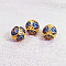 Brass Enamel Beads, Golden, Round, Flower, 12mm